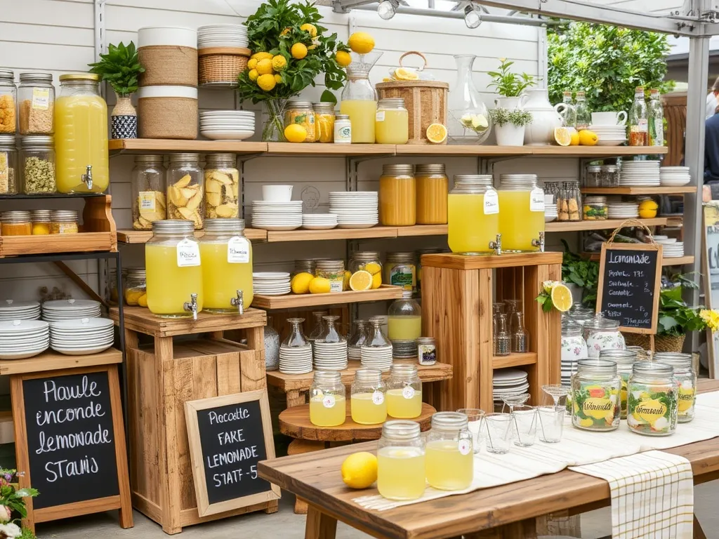A family enjoying their homemade lemonade stand